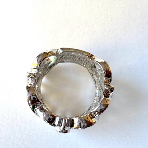 Filagree Ring sz 6, sparkle rhinestone silver - Picture 4 of 8